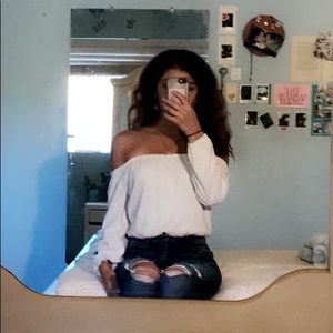 White brandy Melville long sleeve off the shoulder